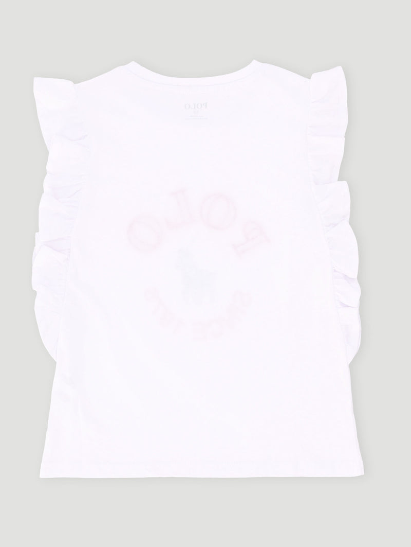 Pre-Girls Jessica Frill Sleeve Tee - White