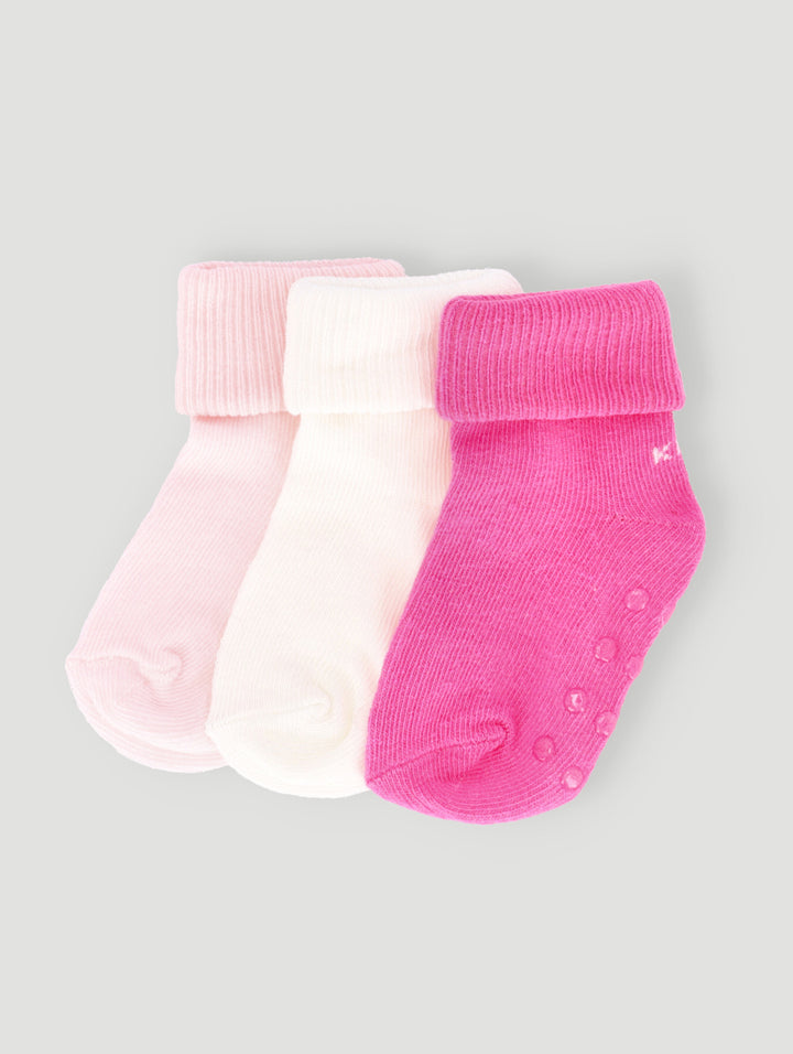 Keedo Baby Girls 3 Pack Plain Socks - Pink