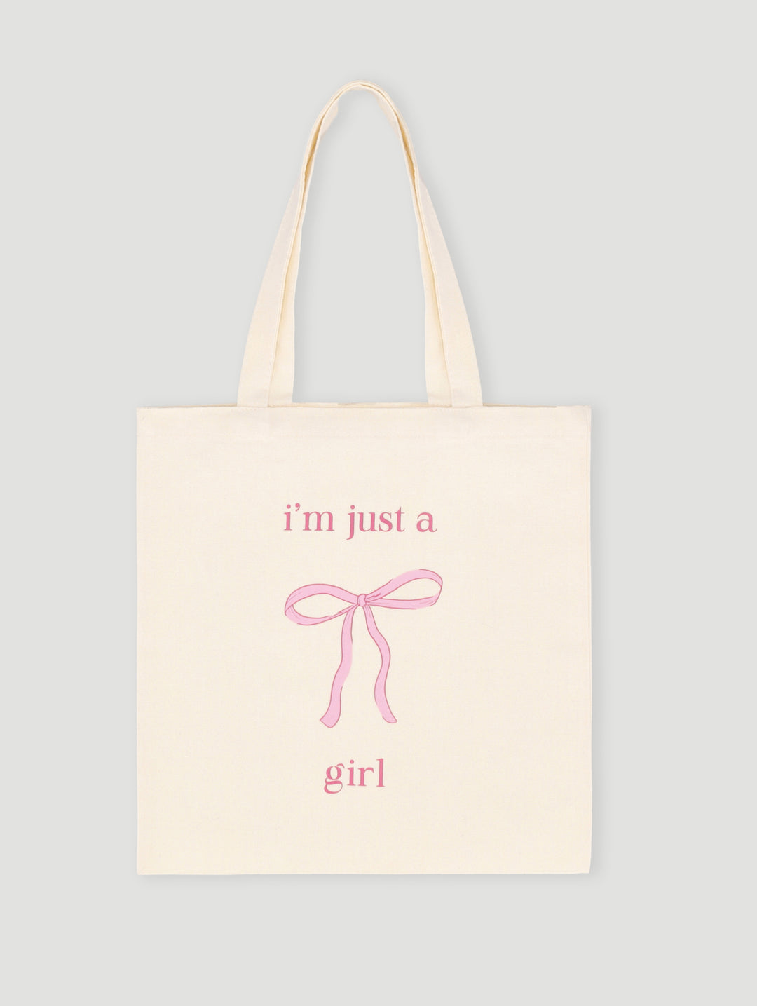 I'm Just a Girl Bow Printed Tote Bag