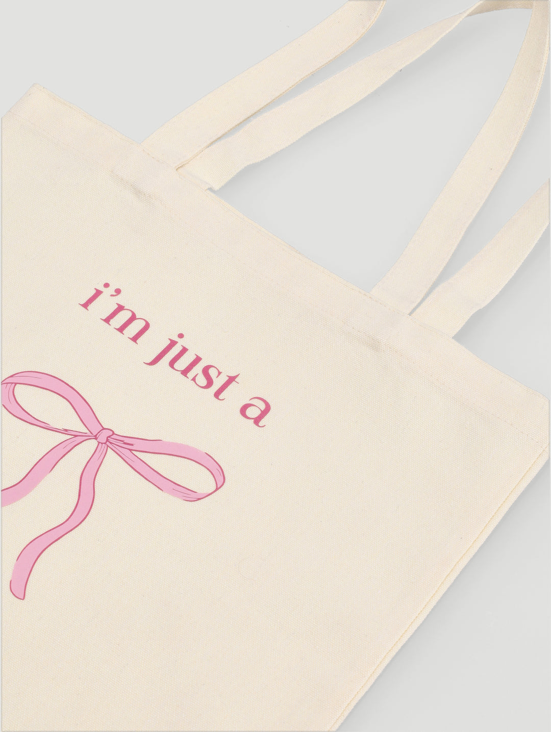 I'm Just a Girl Bow Printed Tote Bag