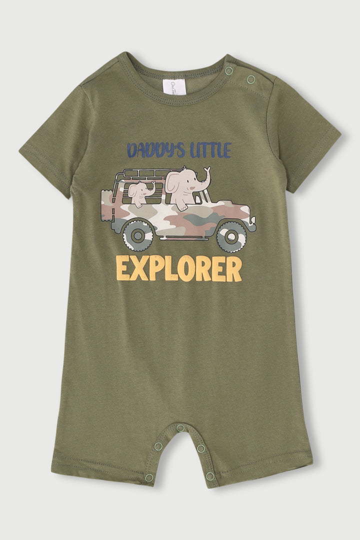 Baby Boys Daddy's Little Explorer Romper - Fatigue