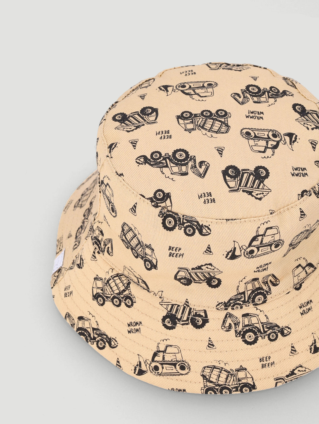 Baby Boys Twill All Over Print Cars Bucket Hat - Stone