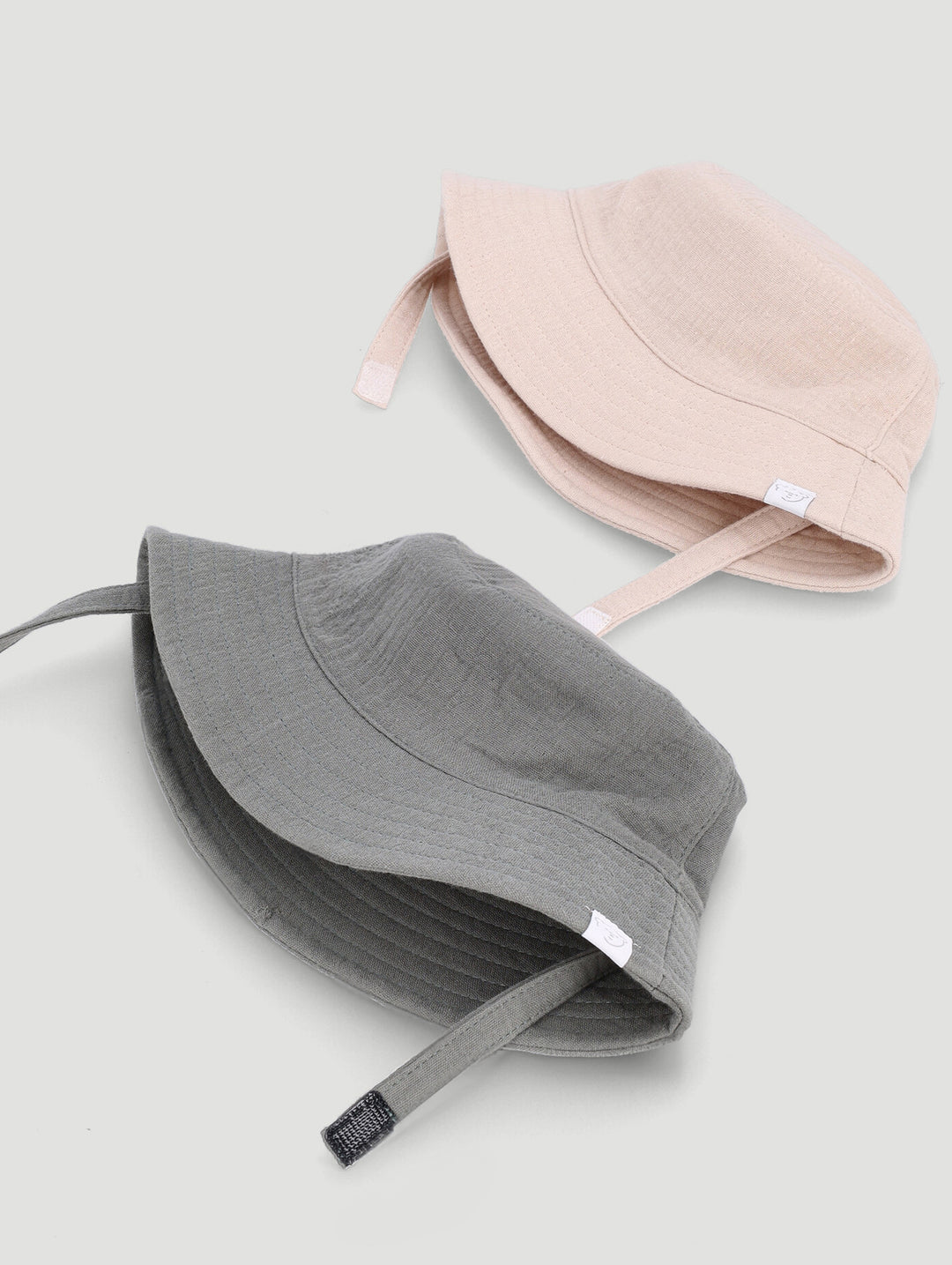 Baby Boys 2 Pack Plain Cotton Crinkle Hat - Fatigue