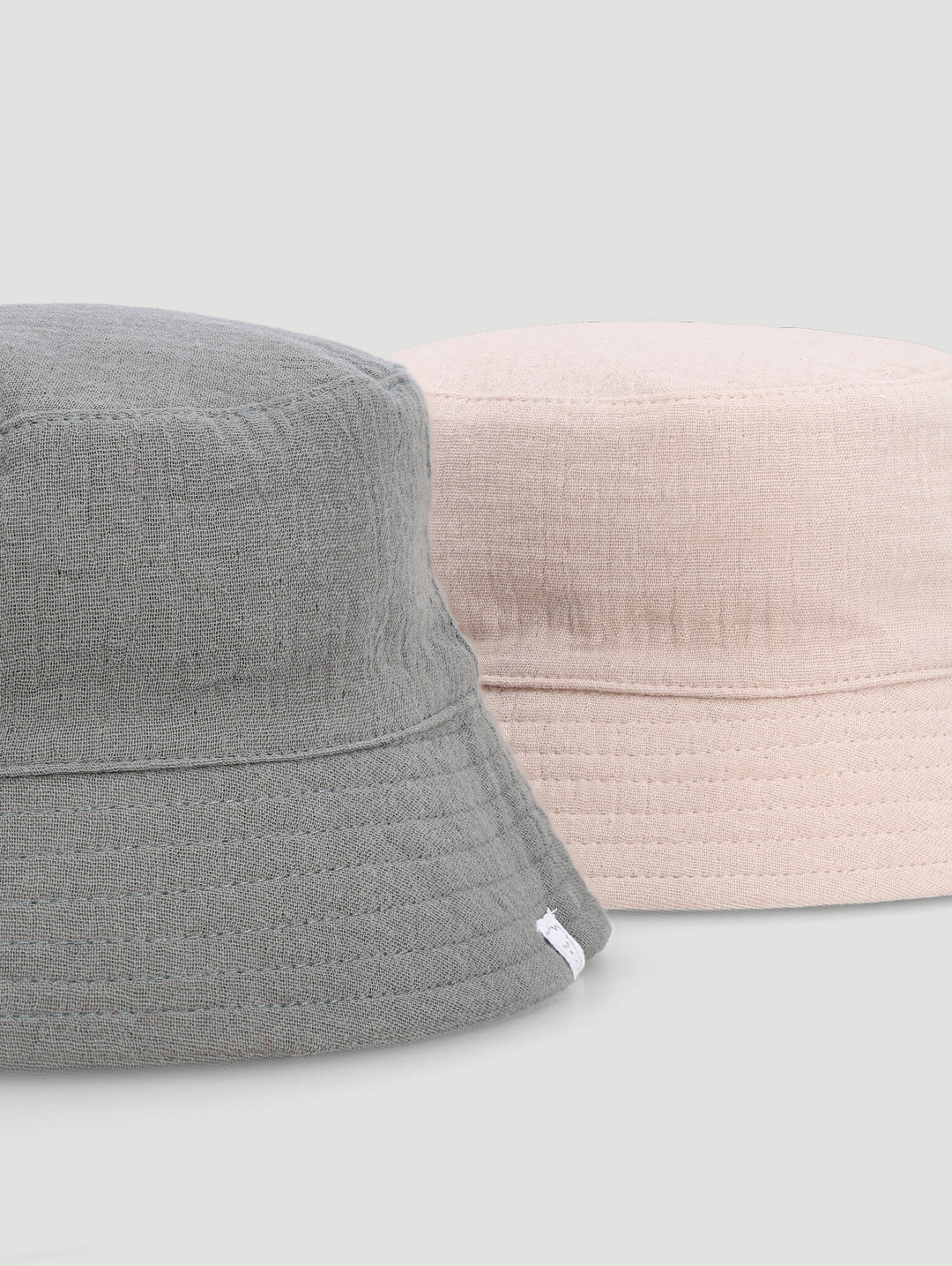 Baby Boys 2 Pack Plain Cotton Crinkle Hat - Fatigue