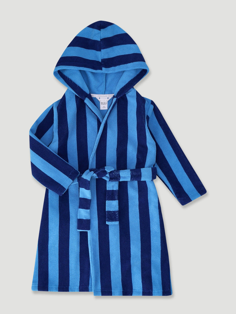 Pre-Boys Stripe Towelling Gown - Blue
