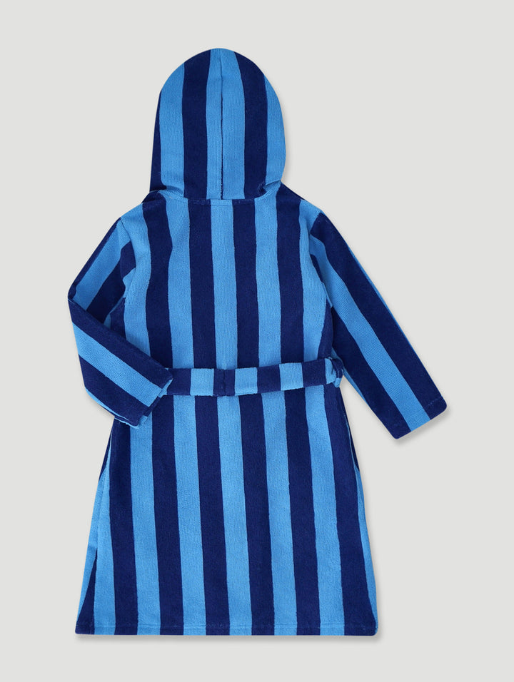 Pre-Boys Stripe Towelling Gown - Blue