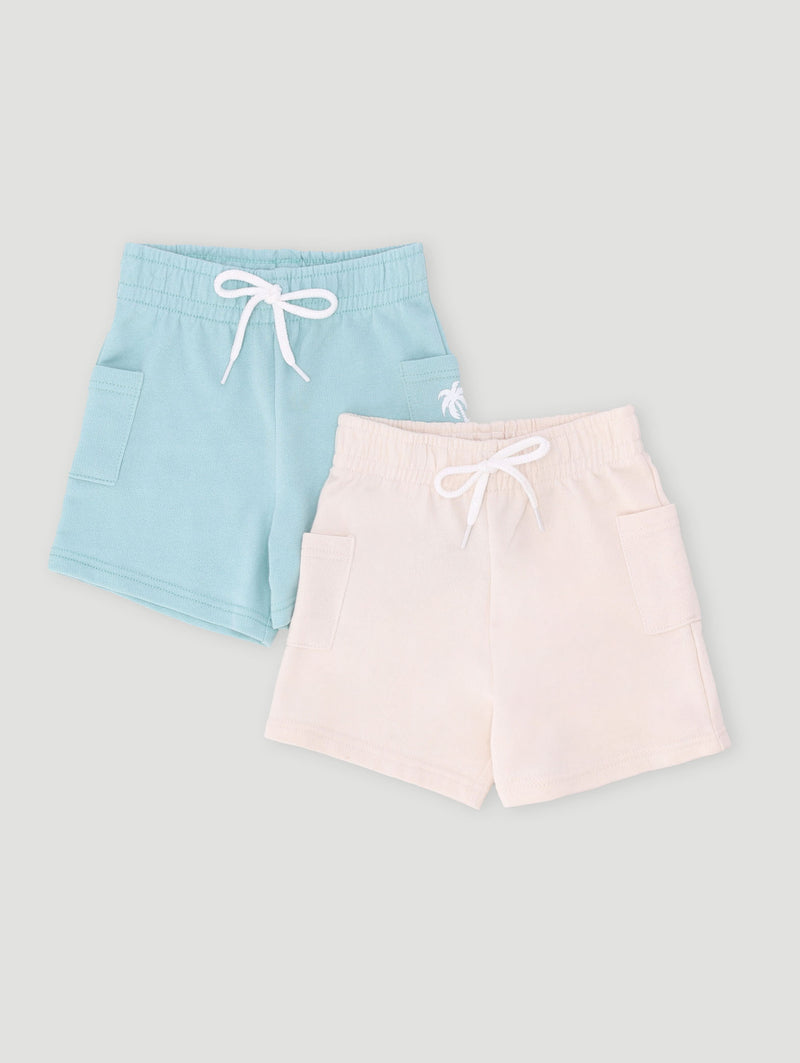 Baby Boys Sunny Days 2 Pack Knit Short - Cream/Blue