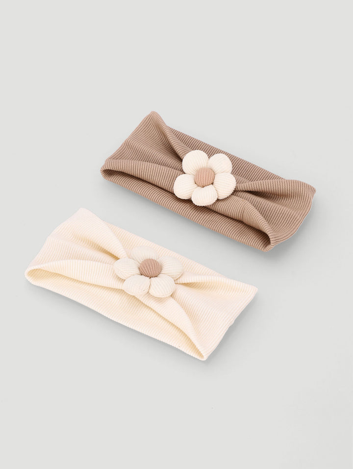 Baby Girls 2 Pack Plain 3D Daisy Headband - Pink