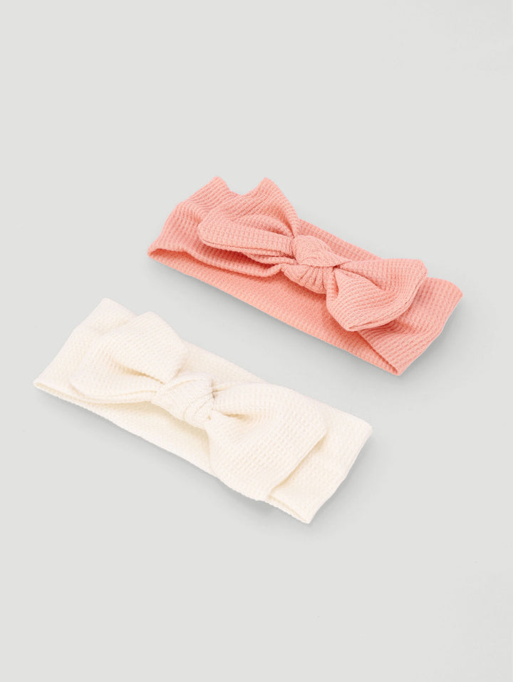 Baby Girls 2 Pack Textured Bow Headband - Dusty Pink