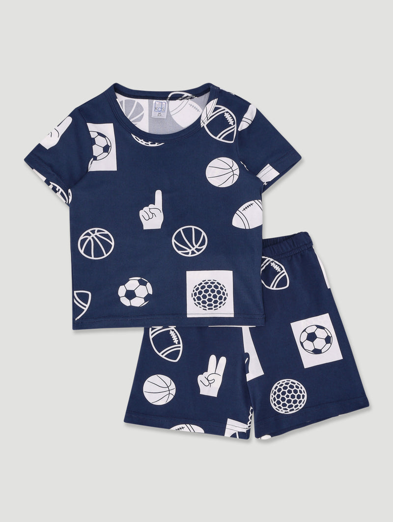 Pre-Boys Sport Print Sleep Set - Navy