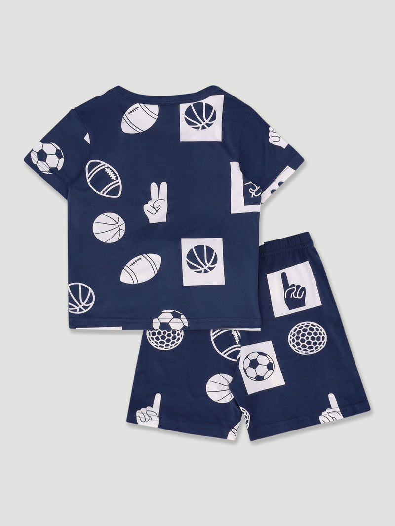 Pre-Boys Sport Print Sleep Set - Navy