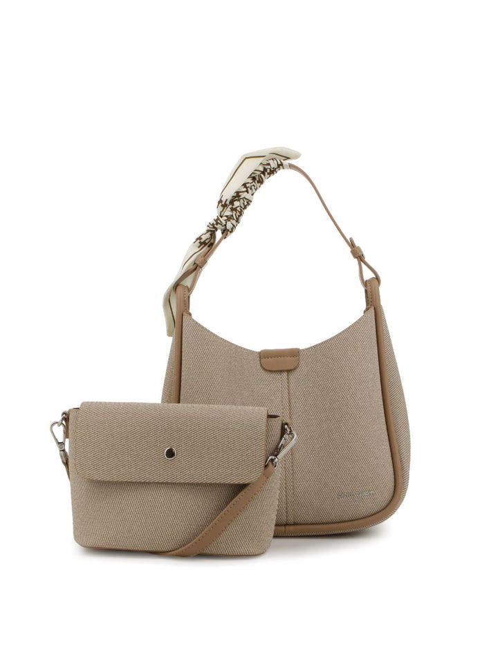 Bucket Bag With Inner Crossbody Bag - Beige