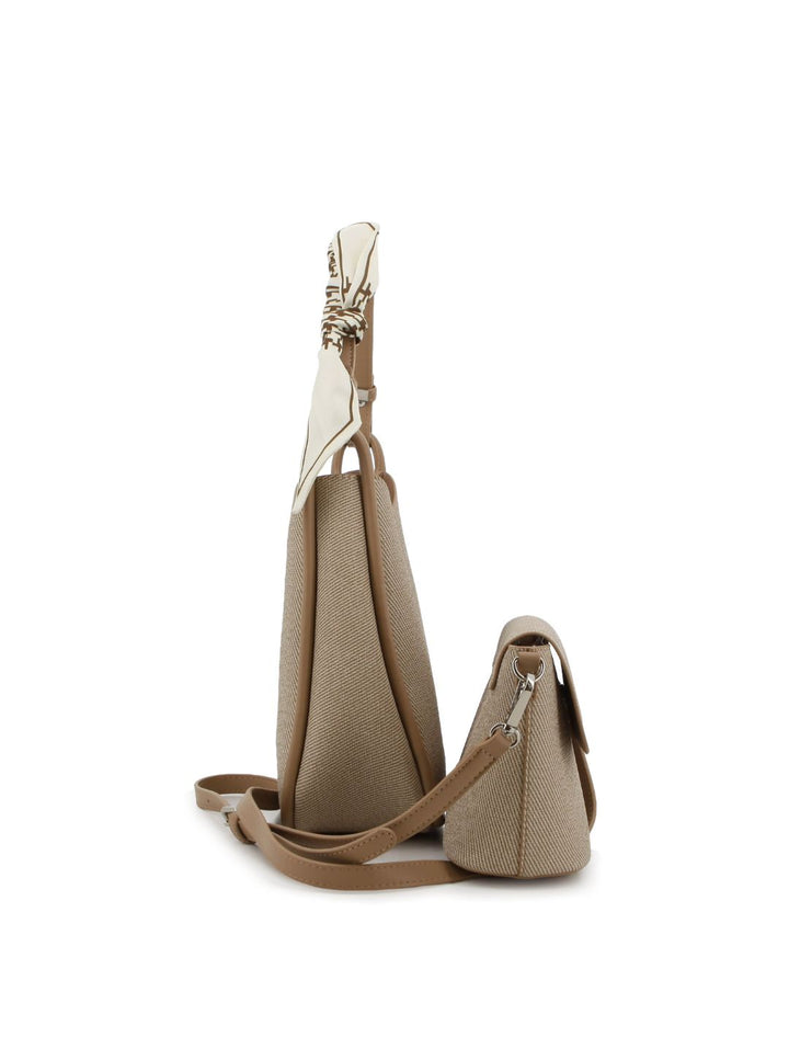 Bucket Bag With Inner Crossbody Bag - Beige