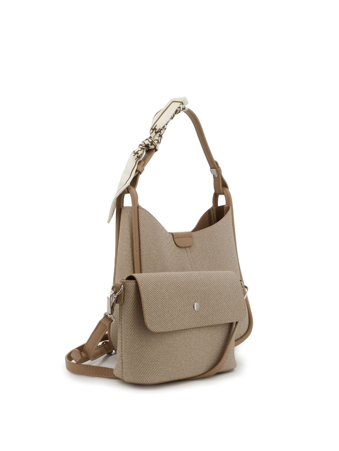Bucket Bag With Inner Crossbody Bag - Beige