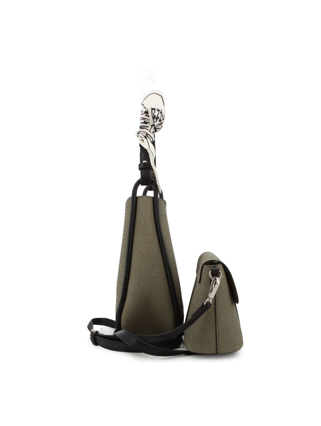 Bucket Bag With Inner Crossbody Bag - Black