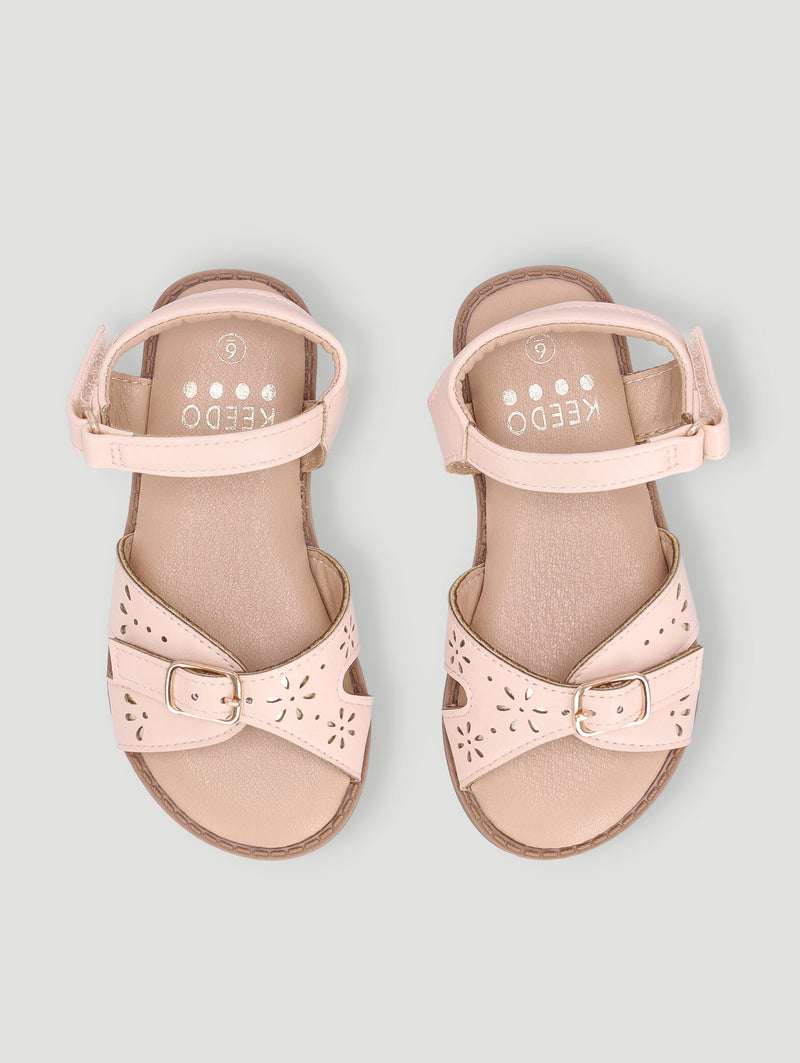 Keedo Girls Flower Cutout Sandal - Cream