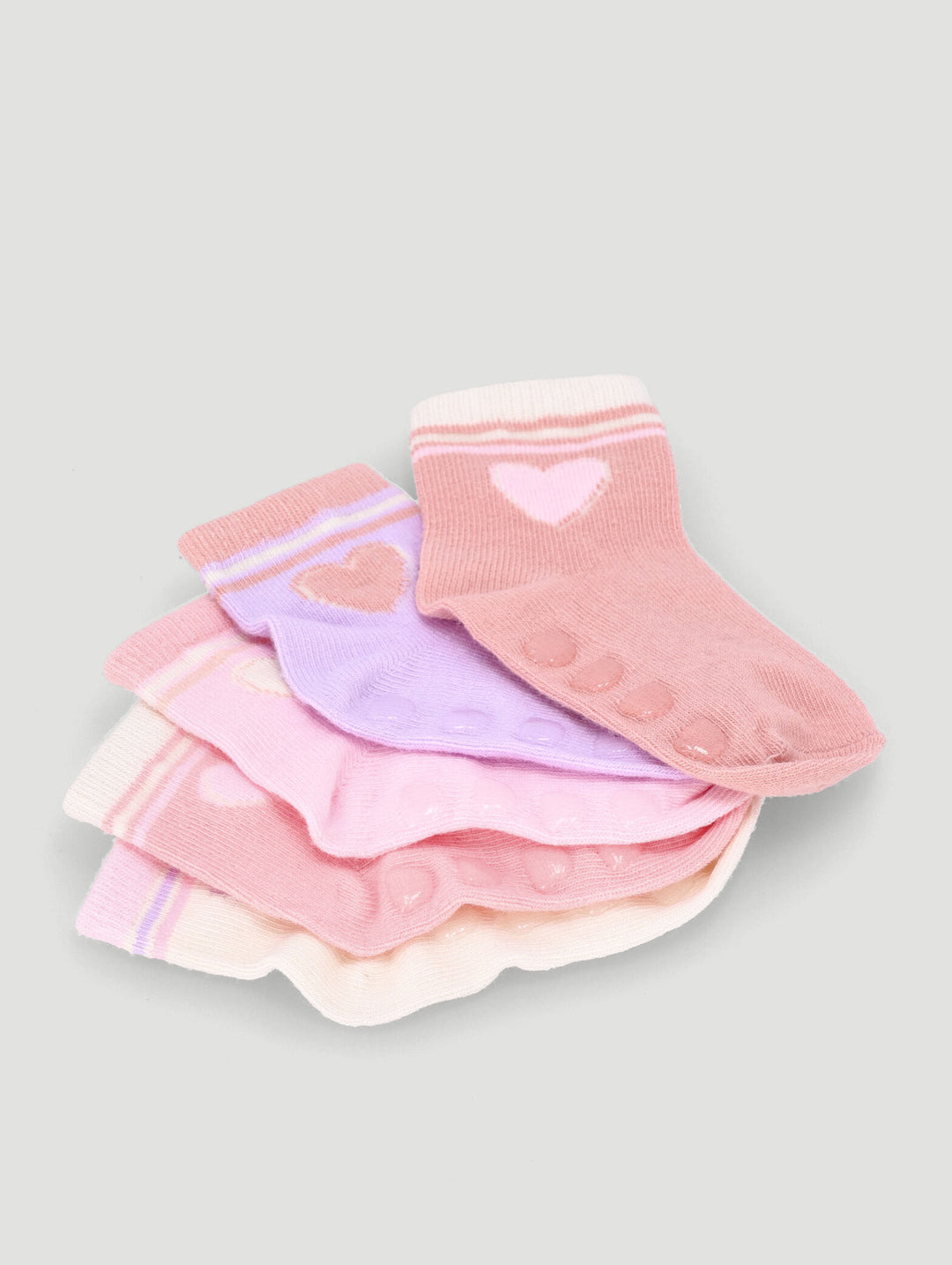 Baby Girls 5 Pack Cotton Hearts Socks - Multi