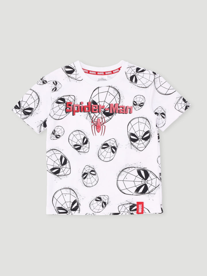 Pre-Boys Spiderman Fleece Crew Top - White