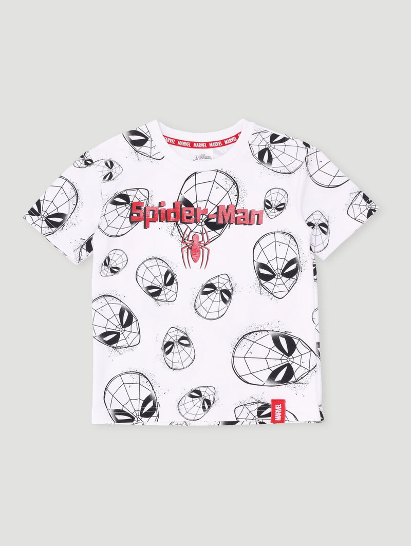 Pre-Boys Spiderman Fleece Crew Top - White
