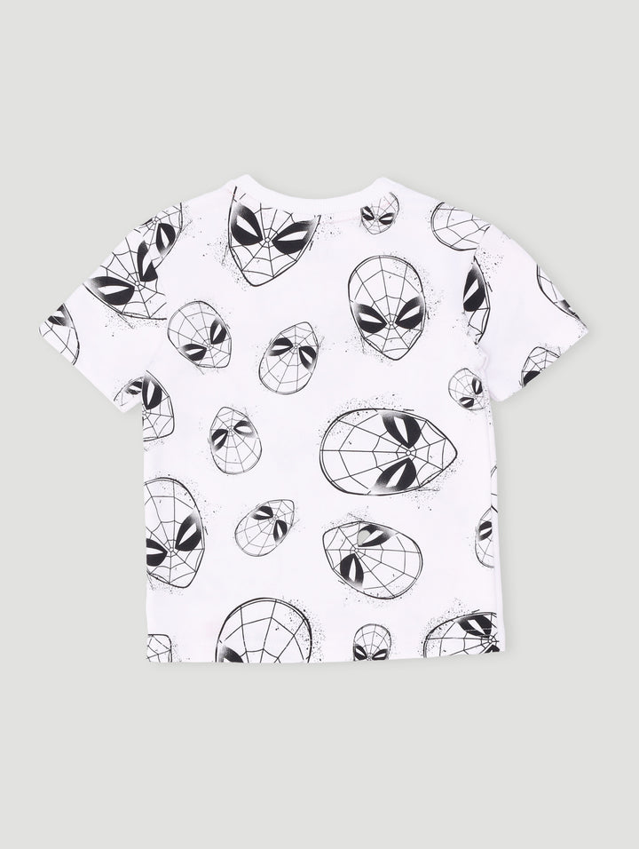 Pre-Boys Spiderman Fleece Crew Top - White