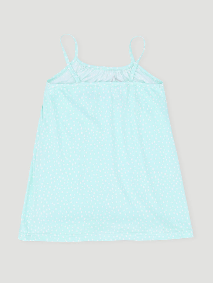 Pre-Girls Spot Print Embroidered Sleep Dress - Aqua