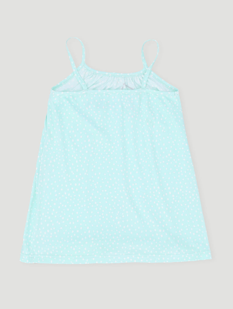 Pre-Girls Spot Print Embroidered Sleep Dress - Aqua