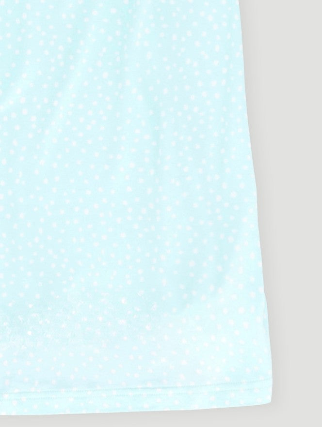 Girls Spot Print Embroidered Sleep Dress - Aqua