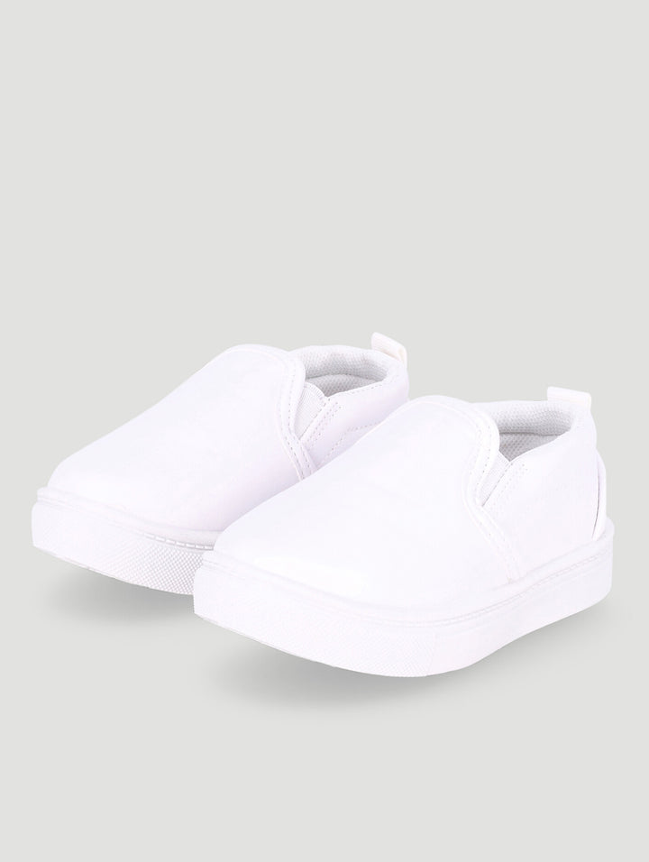 Baby Girls Injected Plain Canvas Shoe - White