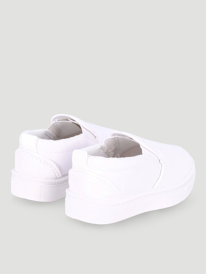 Baby Girls Injected Plain Canvas Shoe - White
