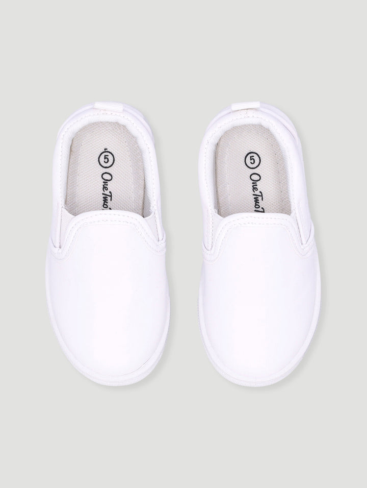 Baby Girls Injected Plain Canvas Shoe - White