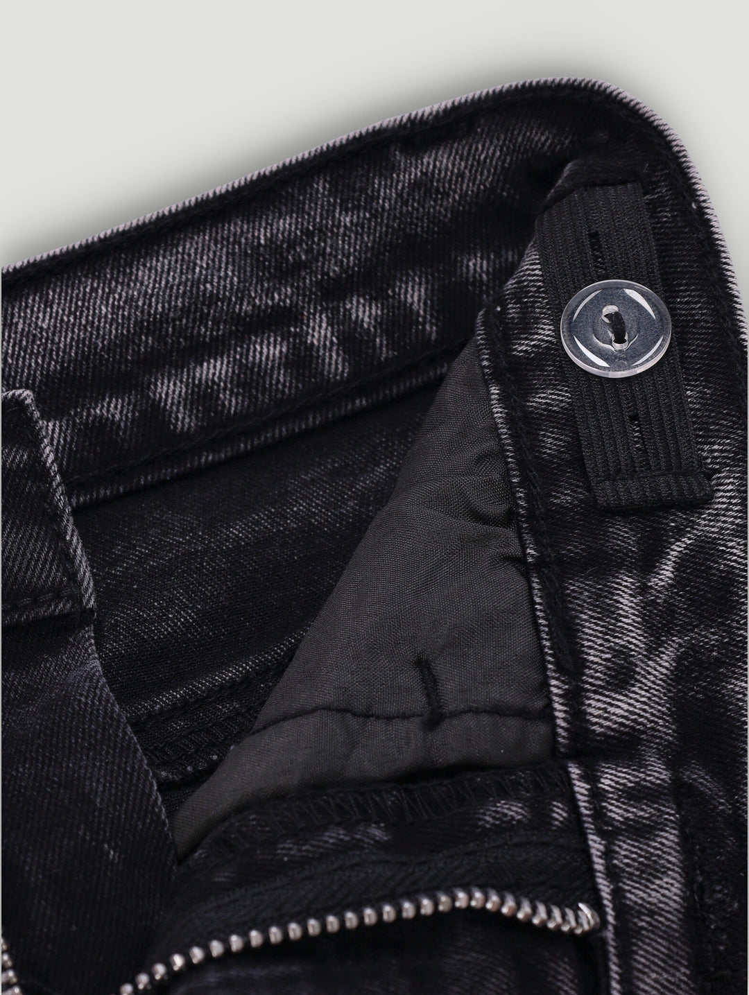 Pre-Boys Acid Wash Cargo Denim - Charcoal