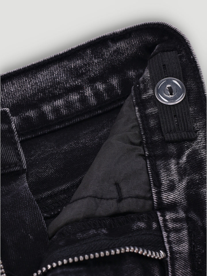 Pre-Boys Acid Wash Cargo Denim - Charcoal