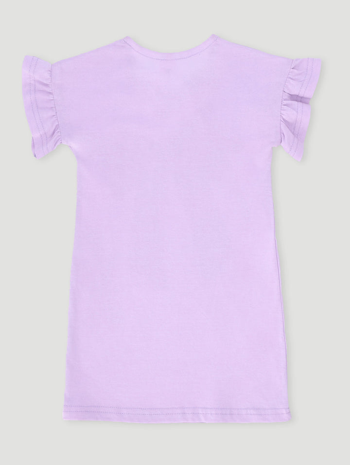 Pre-Girls Frill Sleeve Bow Sleep Dress - Lilac