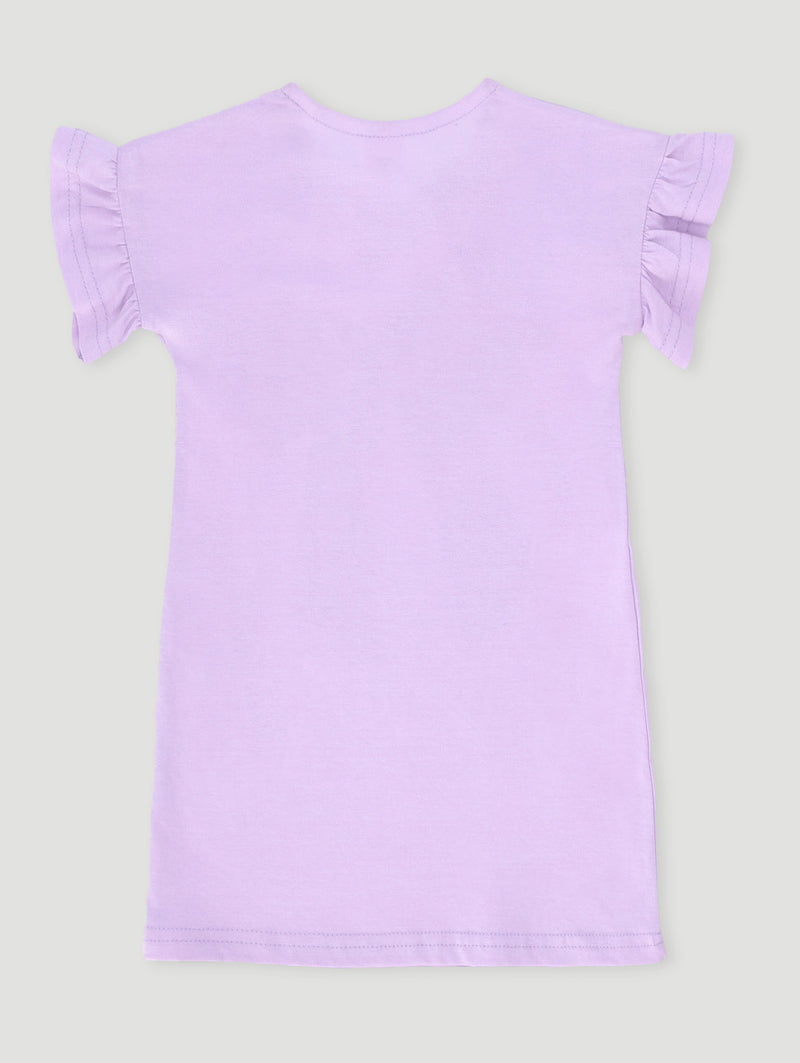 Pre-Girls Frill Sleeve Bow Sleep Dress - Lilac