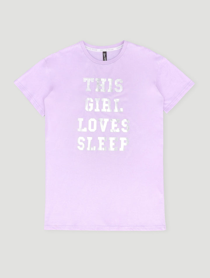 Girls Let Me Sleep Relaxed Sleep Dress - Lilac