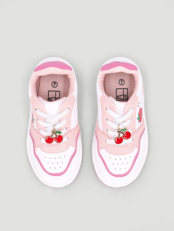 Pre-Girls Berry Court Sneaker - White/Pink