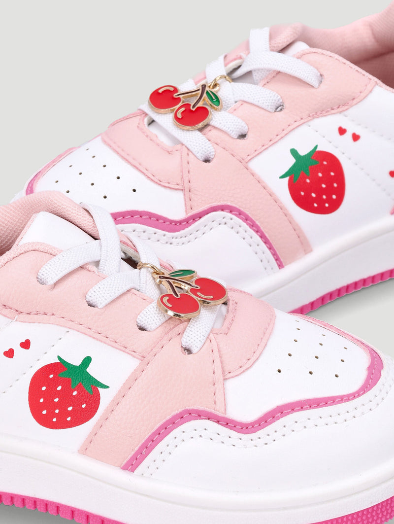 Pre-Girls Berry Court Sneaker - White/Pink