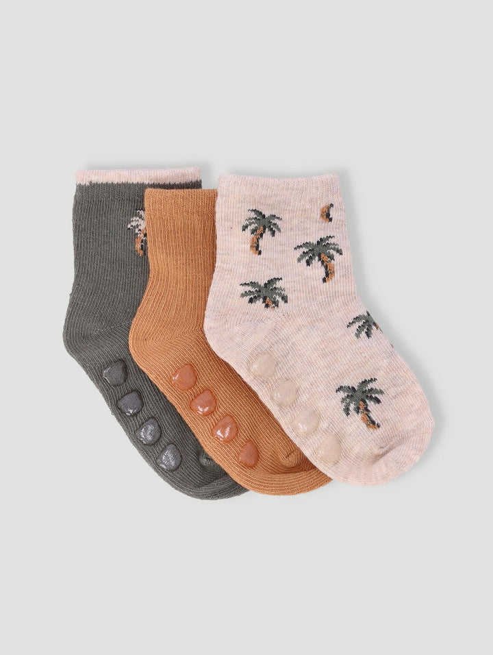 Baby Boys 3 Pack Palm Tress Cotton Sock - Blue
