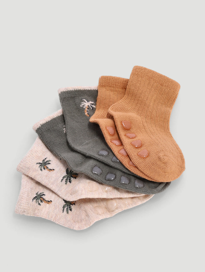 Baby Boys 3 Pack Palm Tress Cotton Sock - Blue