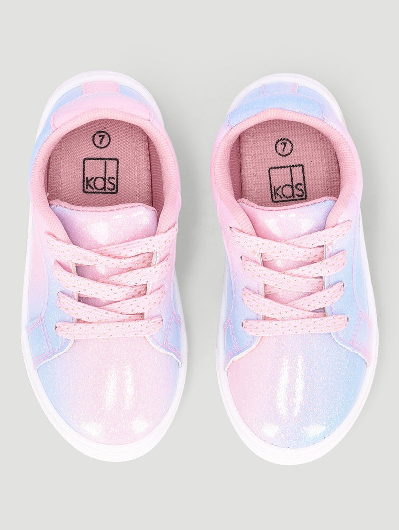 Pre-Girls Rainbow Glitter Sneaker - Pink