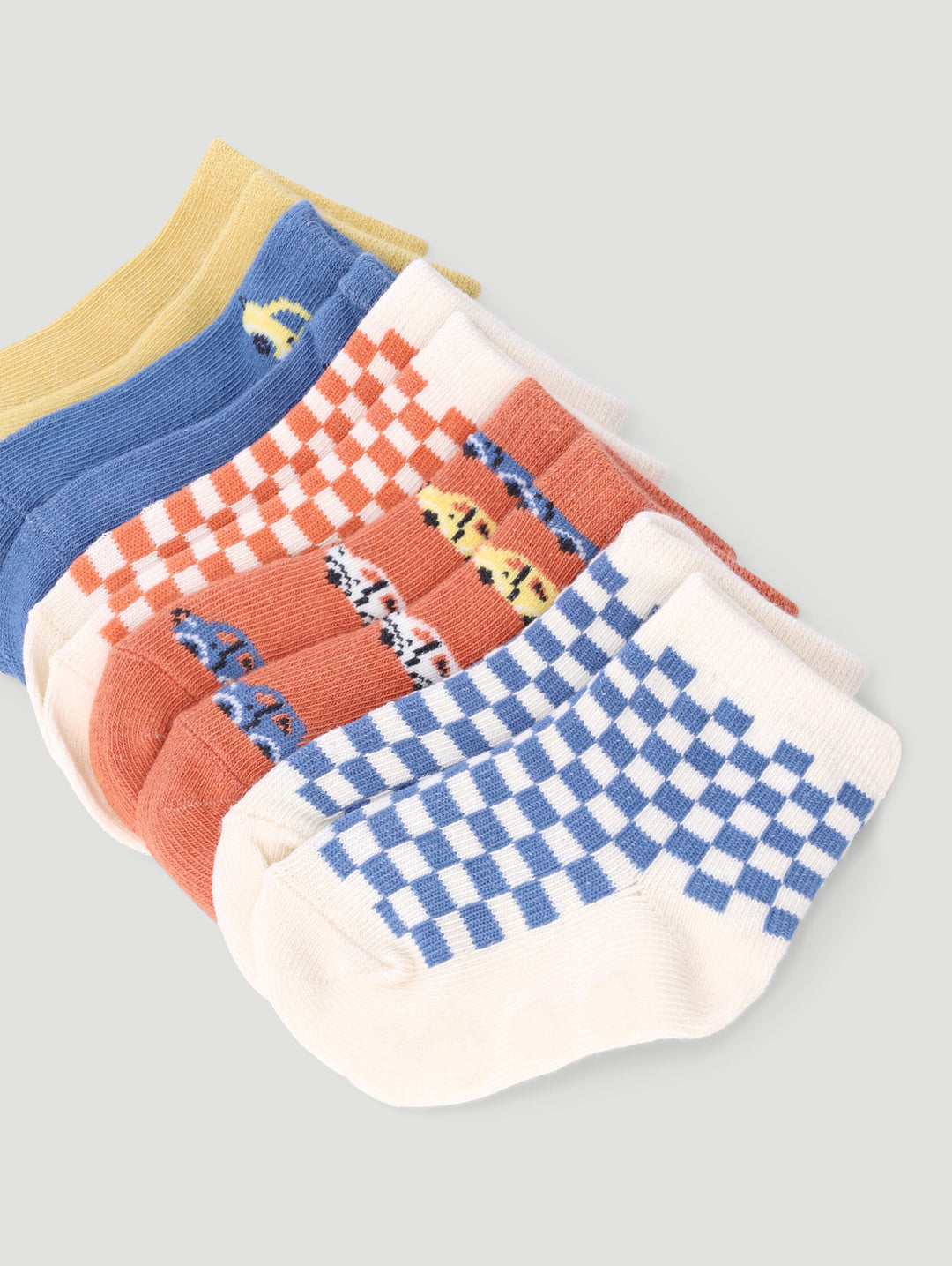 Baby Boys 5 Pack Race Print Cotton Socks - Blue