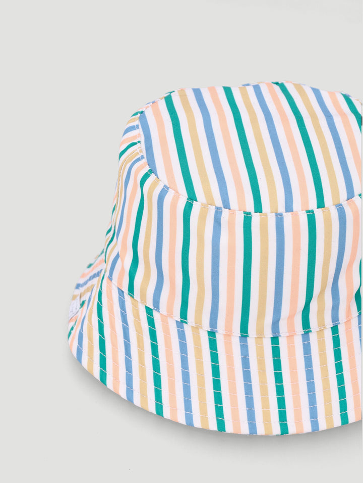 Baby Boys Stripe Print Bucket Hat  - Yellow/Blue