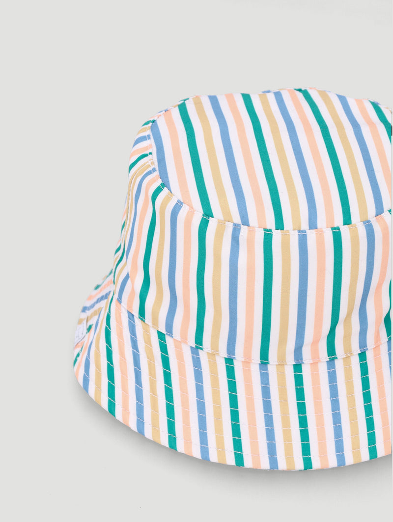 Baby Boys Stripe Print Bucket Hat  - Yellow/Blue