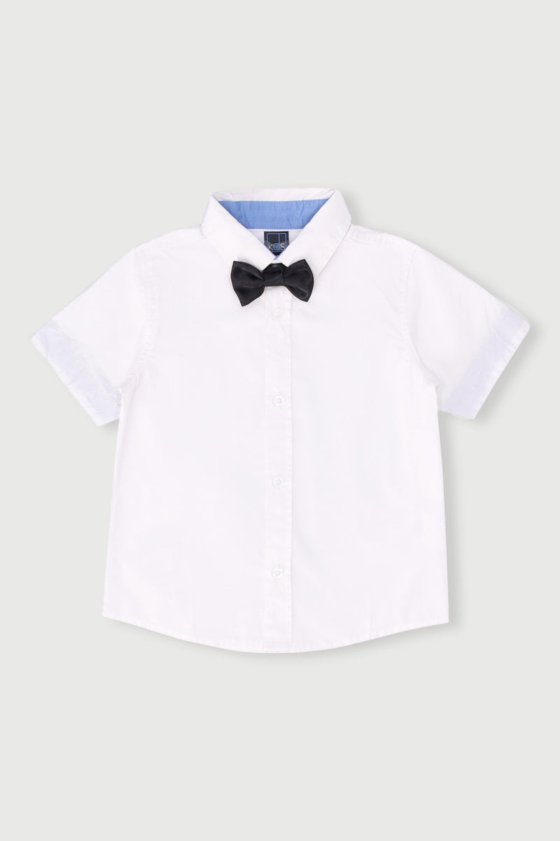 Pre-Boys Bow Tie Shirt - White