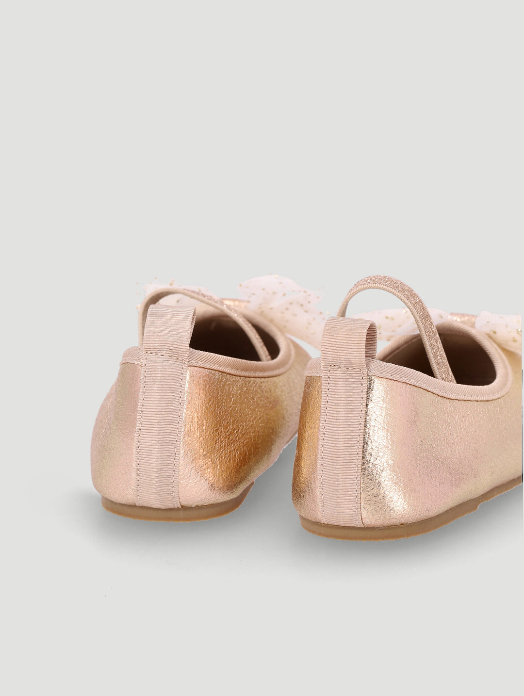 Baby Girls Crinkled Metallic Tulle Bow Pump - Gold