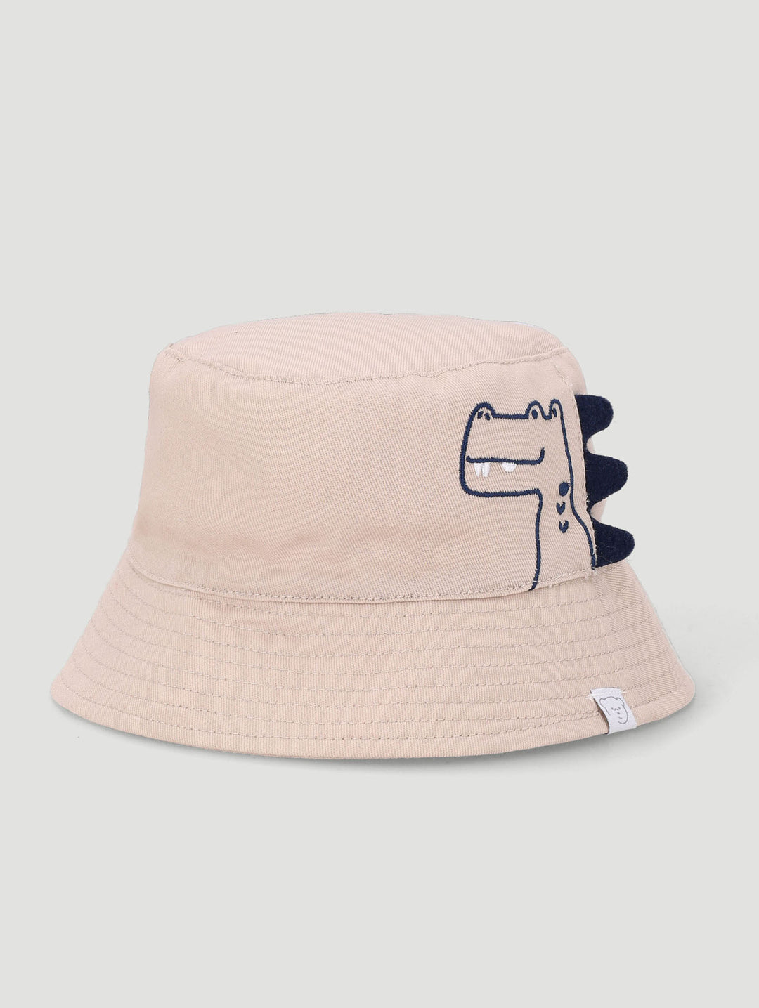 Baby Boys Embroidered Dino Twill Bucket Hat - Stone