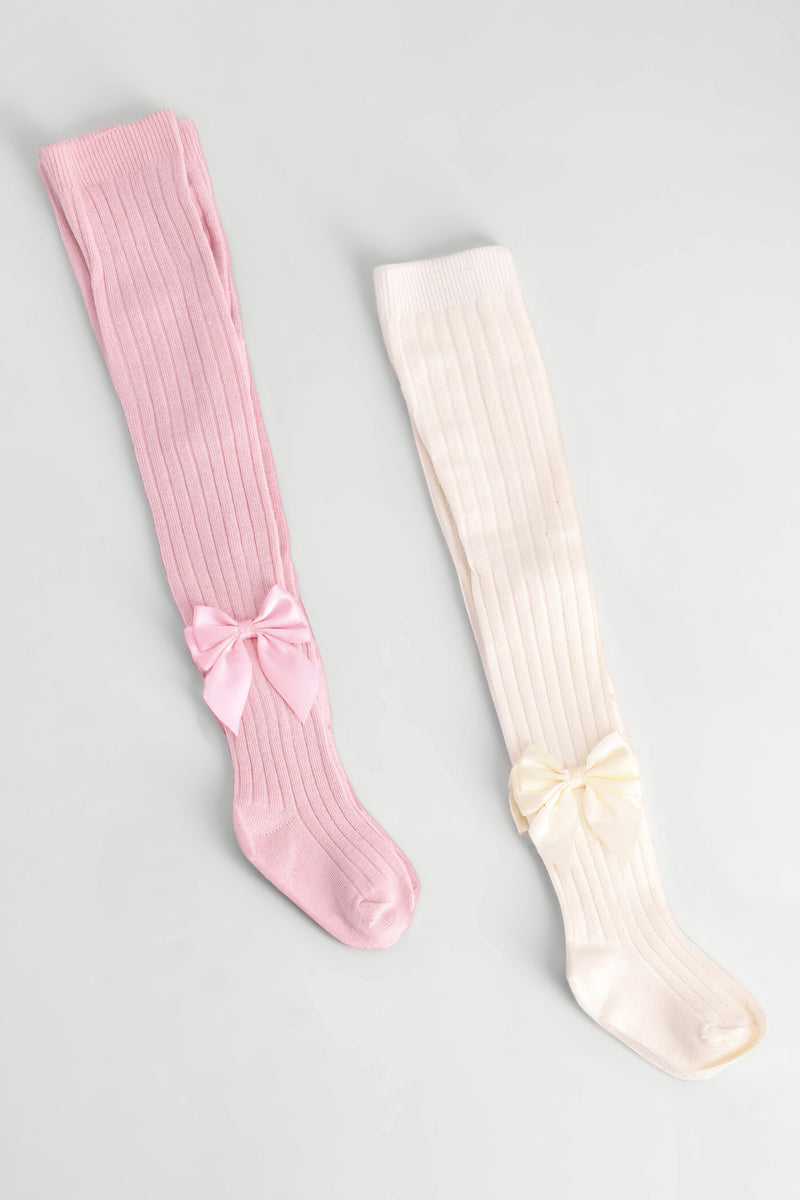 Baby Girls 2 Pack Bows Stocking - Pink