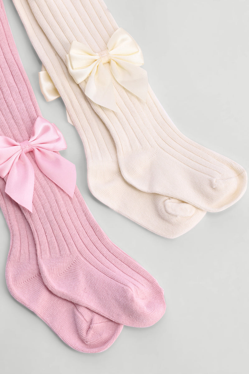 Baby Girls 2 Pack Bows Stocking - Pink
