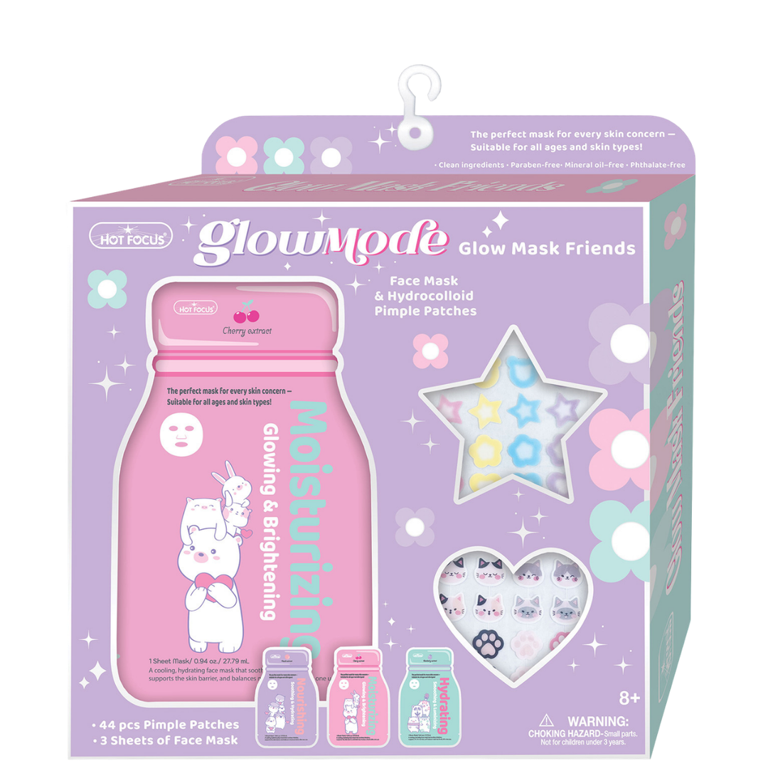 GlowMode Teen Glow Mask Friends – Hydrating Face Mask & Pimple Patch Set