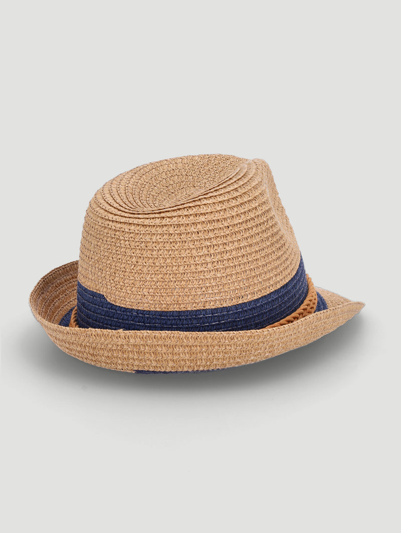 Baby Boys Stripe Fedora Hat - Stone